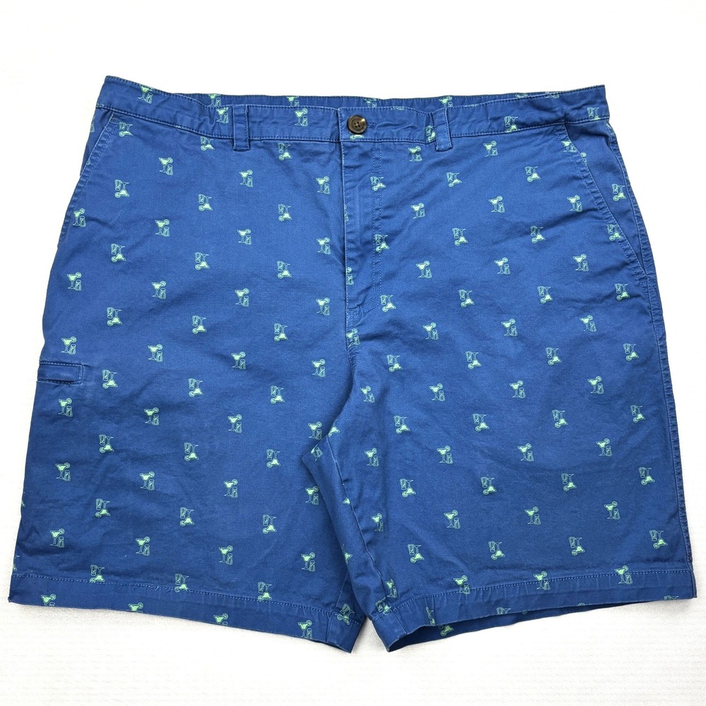 Tackle Tides Shorts Mens 38 Blue Embroidered Margarita Cocktail Stretch Chino 9